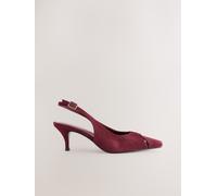 Next Burgundy Red Leather Cutout Hardware Detail Slingback Heels Burgundy Red EU 38 (UK 5)
