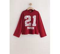 Next Burgundy Red Paris Lace Graphic Crew Neck Long Sleeve T-Shirt