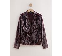 Next Burgundy Red Sequin Long Sleeve Shirt Burgundy Red EU 36 (UK 8)