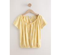 Next Butter Yellow Polka Dot Short Sleeve Bubblehem Scoop Neck T-Shirt