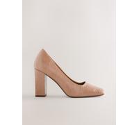 Next Camel Croc Effect Forever Comfort Square Toe Court Block Heels Camel Croc Effect EU 38.5 (UK 5.5)