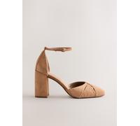 Next Camel Forever Comfort Leather Block Heels With Ankle Strap Camel EU 40 (UK 6.5)