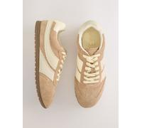 Next Camel Forever Comfort Suede Slimline Panelled Lace Up Trainers