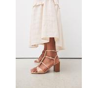Next Camel N. Premium Plait Block Heel Sandals