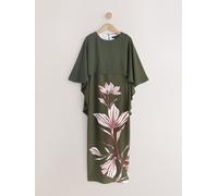 Next Cape Robe longue Imprimé Vert kaki fleuri EU 34 (UK 6)