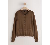 Next Cardigan à col rond en coton doux au toucher, riche en coton Brun XL Petite (FR 50-52)
