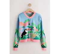 next Cardigan à col rond Scenic Tropical Bird bleu M Regular (FR 42-44)