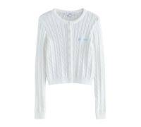Next White Slim Cable Knit Towelling Cardigan