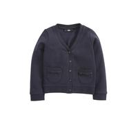 NEXT Fille Cardigan pour l'école en Jersey de Coton Majoritaire avec Poches à Volant Bleu Marine 8 Ans