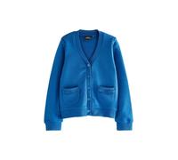 NEXT Fille Cardigan pour l'école en Jersey de Coton Majoritaire avec Poches à Volant Bleu 9 Ans