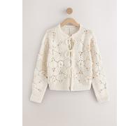 Next Cardigan Fleuri à nouer sur le devant, tricoté à la main crème L Regular (FR 46-48)