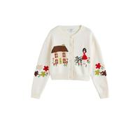 Next Cardigan 'Rich House Scene' écru / jaune clair / rouge / noir, Taille XS