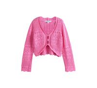 Next Fluro Pink Cropped Wide Sleeve Pointelle 100% Cotton Cardigan