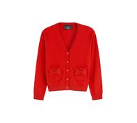 NEXT Fille Cardigan pour l'école en Coton Majoritaire avec Poche et nœud Rouge 4 Ans