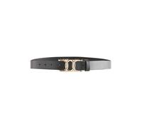 NEXT Femme Ceinture standard en cuir avec boucle imposante Noir L