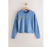 Next Chambray Blue Embellished Crew Neck Knitted Cardigan
