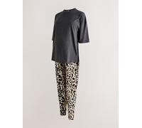 Next Charcoal Grey Leopard Maternity Short Sleeve Pyjamas
