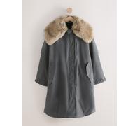 Next Charcoal Grey Premium Parka with Faux Fur Collar Coat
