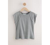 Next Charcoal Grey Washed Open Seam Detailing Raglan Short Sleeve Crew Neck T-Shirt