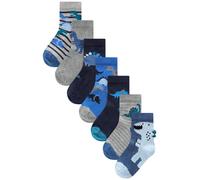 NEXT Garçon Chaussettes en coton majoritaire, 7 paires Blue Dino 20.5
