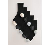 Next Chaussettes chevilles avec détail talon et orteils 5 Pack Noir Un an