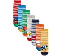 NEXT Garçon Chaussettes en coton majoritaire, 7 paires Vehicle Stripe 23-25.5
