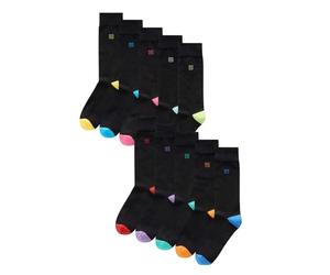 NEXT, Chaussettes Noires Confortables à Semelle Rembourrée pour Homme, Mélange de Coton, Tissu Extensible, Lot de 5 x paires de Chaussettes Talon brillant 39-42.5