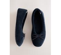 Next Chaussons de ballet en velours côtelé avec naud bleu Médium