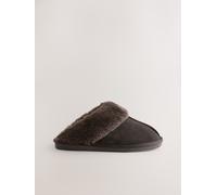 Next Chaussons mules en daim doublés de fausse fourrure