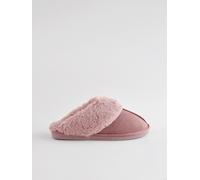 Next Mink Pink Faux Fur Lined Suede Mule Slippers