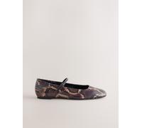 Next Chaussures Mary Jane en cuir à bout carré Forever Comfort Serpent Marron chocolat EU 38 W (UK 5)