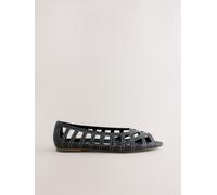 Next Black Extra Wide Fit Forever Comfort Peeptoe Flat Shoes Black EU 41 XW (UK 7)
