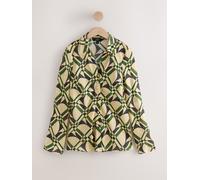 Next Chemise à col en V en Blend Lyocell Crème/Vert imprimé géométrique EU 40 (UK 12)
