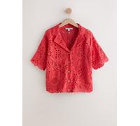 Next Chemise au crochet à manches courtes et col ouvert Floral rouge M Coupe standard (EU 40-42)