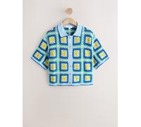 Next Cardigan 'Square' bleu / bleu pastel / jaune / vert, Taille M