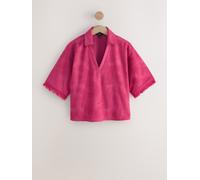 next Chemise d'été à manches courtes en éponge jacquard à franges Rose XL (FR 50-52)