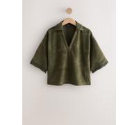 next Chemise d'été à manches courtes en éponge jacquard à franges vert XL (FR 50-52)