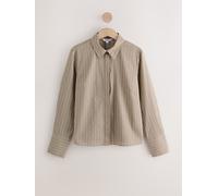 Next Chemise extensible ajustée Essential à manches longues Marron café à rayure EU 46 (UK 18)