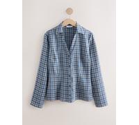 Next Blue Check Slim Long Sleeve Shirt Blue Check EU 42 (UK 14)