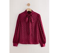 Next Chemisier à manches longues et col cravate en satin à pois rouge FR 50 (EU 48)