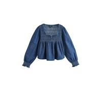 Next Dark Blue Long Sleeve Shirred Blouse