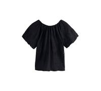 Next Black Broderie Volume Sleeve Tie Back Top