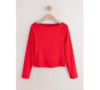Next Cherry Red Open Slash Neck Soft Touch Long Sleeve Top