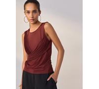 Next Cherry Red Sleevless Ruched Drape Front Top