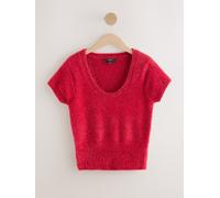 Next Cherry Red Sparkle Scoop Neck Waisted T-Shirt