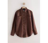 Next Chocolate Brown 100% Linen N. Premium Long Sleeve Shirt Chocolate Brown EU 48 (UK 20)