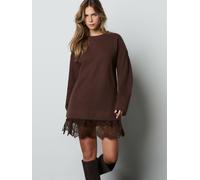 Next Chocolate Brown 2-In-1 Soft Touch Jumper Lace Skirt Chocolate Brown XL Regular (EU 48-50)