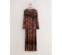 Next Chocolate Brown Animal Print Jersey A-line Long Sleeve Maxi Dress Chocolate Brown Animal Print 12