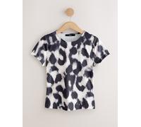 Next Chocolate Brown Animal Print Soft Touch Slinky Nylon Scoop Neck Short Sleeve Top