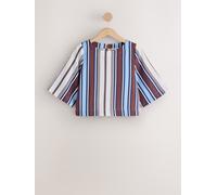 Next Chocolate Brown/Blue Stripe Short Sleeve Top